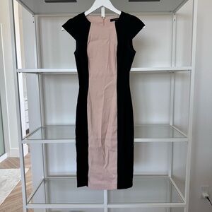 French Connection Color block body con Black and Tan / Light pink  Pencil Dress